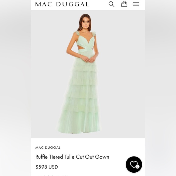 Mac Duggal Ruffle Tiered Tulle Mint dress.  Brand New!!  Retails $598 - Picture 1 of 8